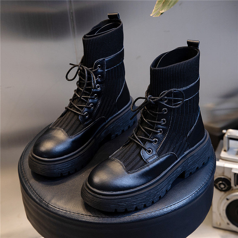 Women's British Genuine Fashion Elastic Booties Martin Boots