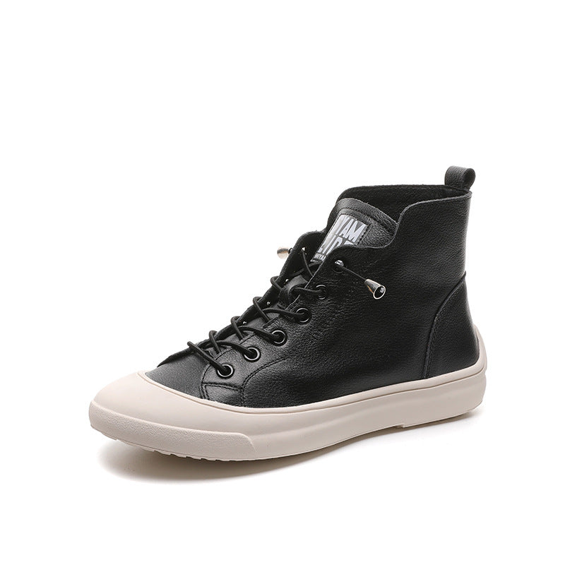 Women's Cowhide Breathable Korean Fashion Thick Bottom Slip-on Casual Shoes