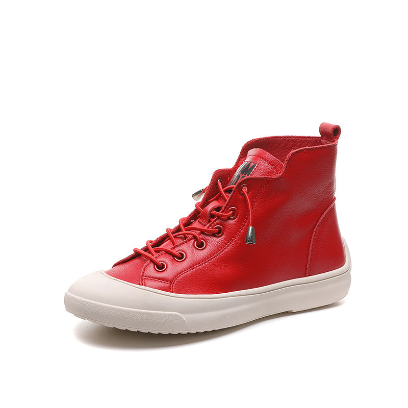 Women's Cowhide Breathable Korean Fashion Thick Bottom Slip-on Casual Shoes