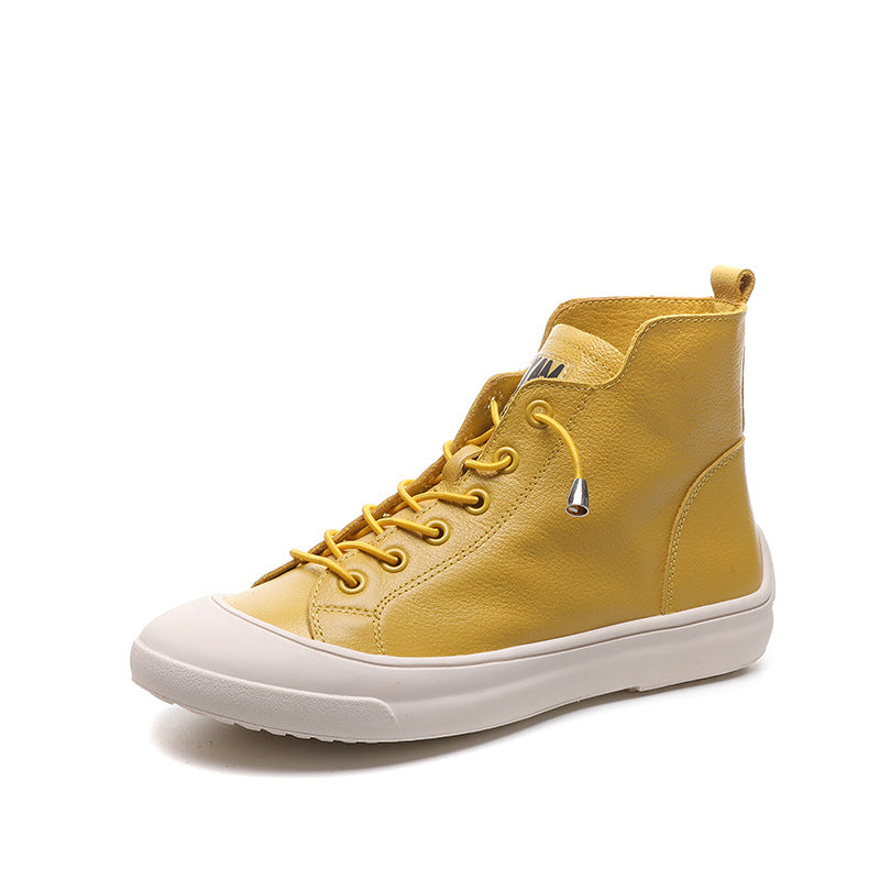 Women's Cowhide Breathable Korean Fashion Thick Bottom Slip-on Casual Shoes