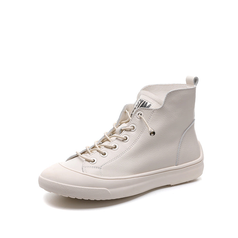Women's Cowhide Breathable Korean Fashion Thick Bottom Slip-on Casual Shoes