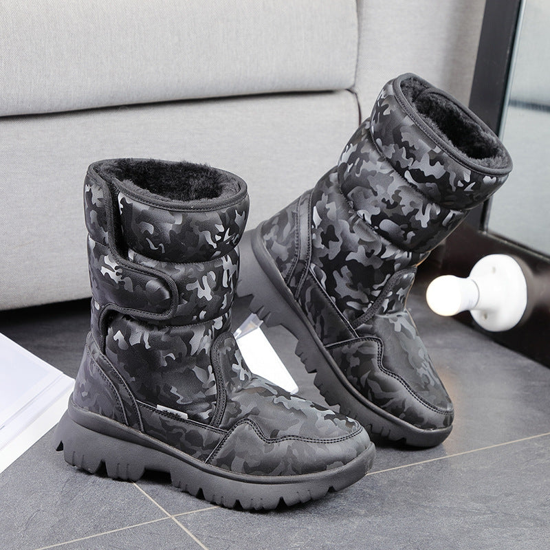 White Simple Camouflage Ski Travel Thickened Snow Boots