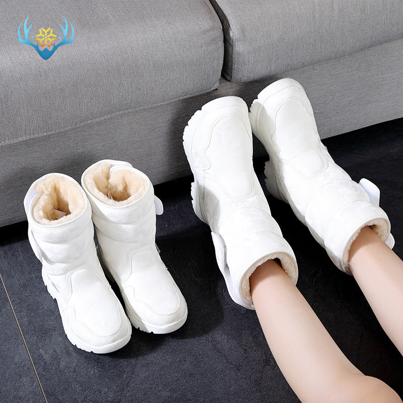 White Simple Camouflage Ski Travel Thickened Snow Boots