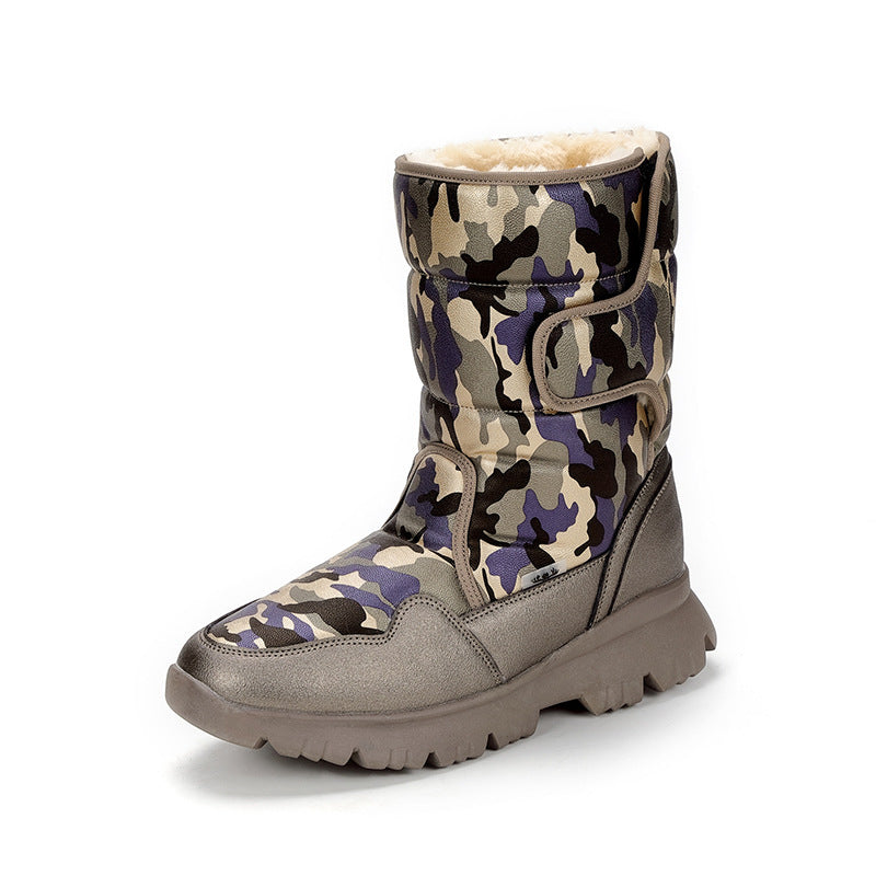 Men's Camouflage Plus Size Thick Bottom Fur Snow Boots
