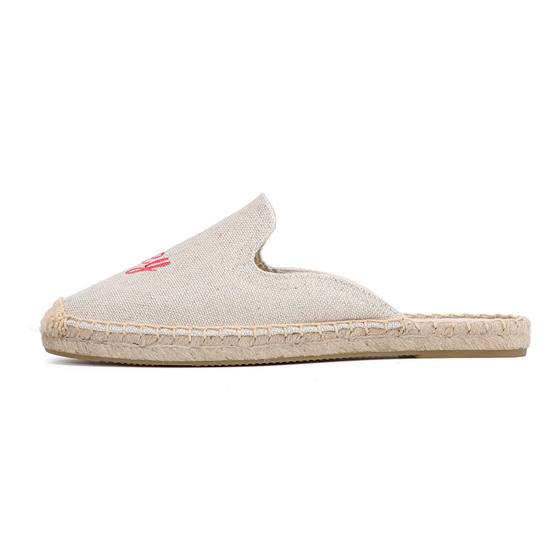 Women's Embroidered Fashionable Linen Soft Bottom Outdoor Sandals