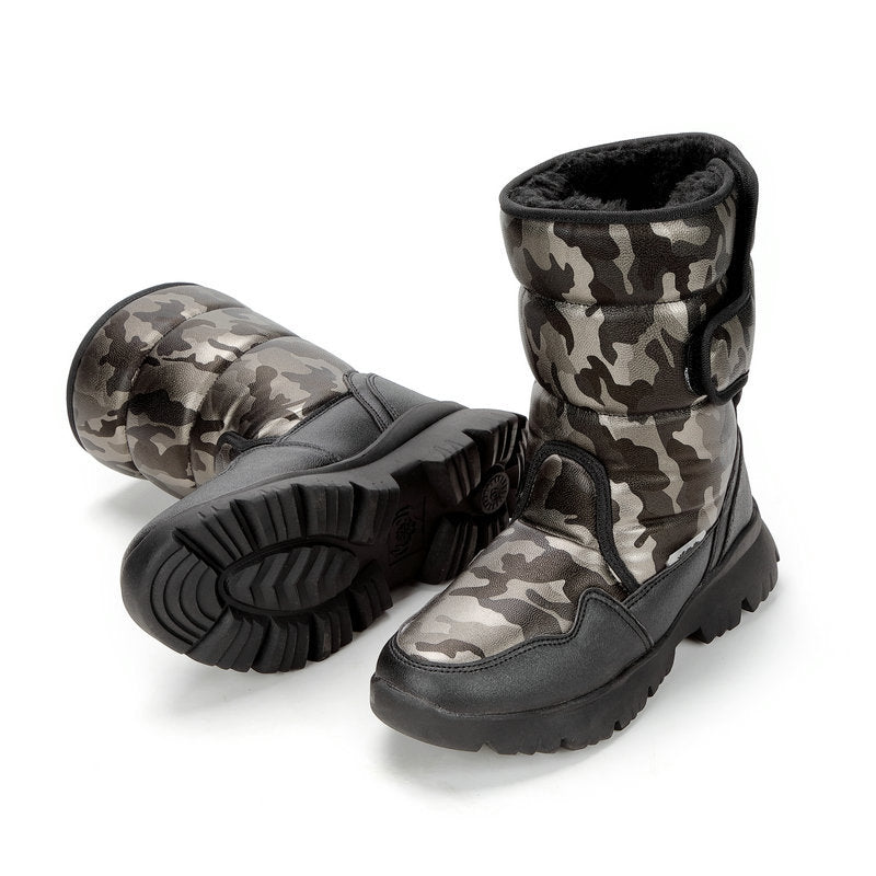 White Simple Camouflage Ski Travel Thickened Snow Boots