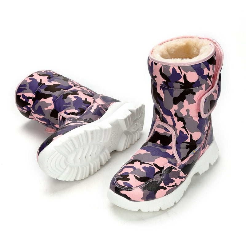 White Simple Camouflage Ski Travel Thickened Snow Boots