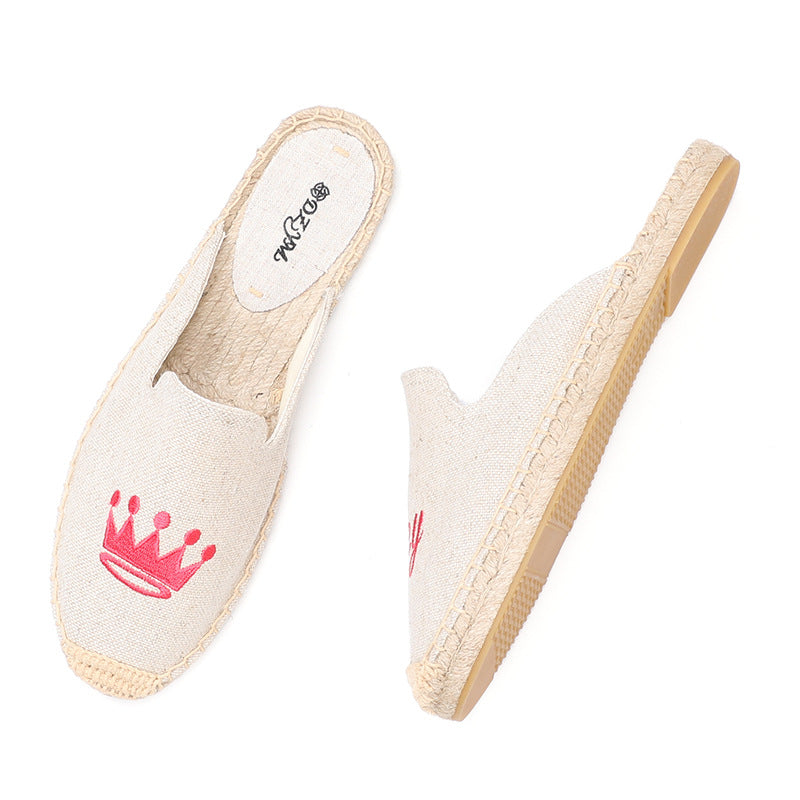 Women's Embroidered Fashionable Linen Soft Bottom Outdoor Sandals