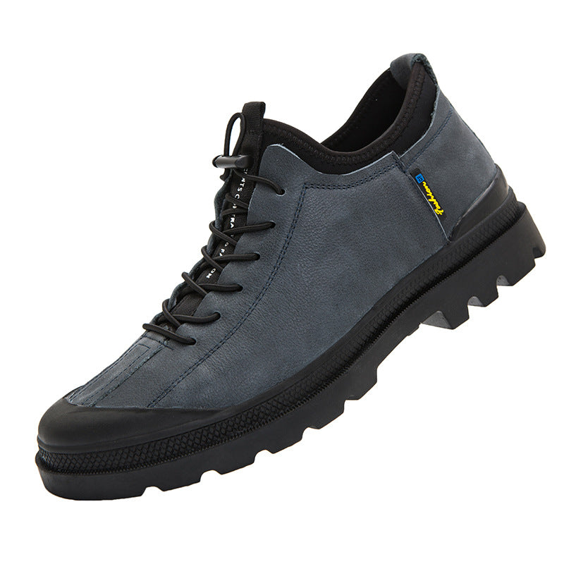 Men's Oil Wax Cowhide Closed Toe Platform Sneakers
