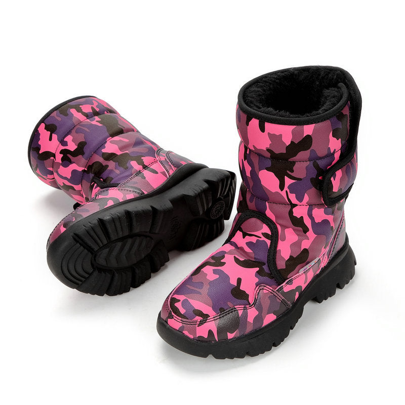 White Simple Camouflage Ski Travel Thickened Snow Boots