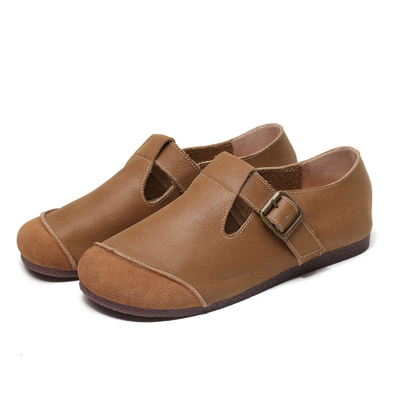 Women's Mori Style Flat Bottom Comfort Versatile Handmade Genuine Women's Casual Shoes