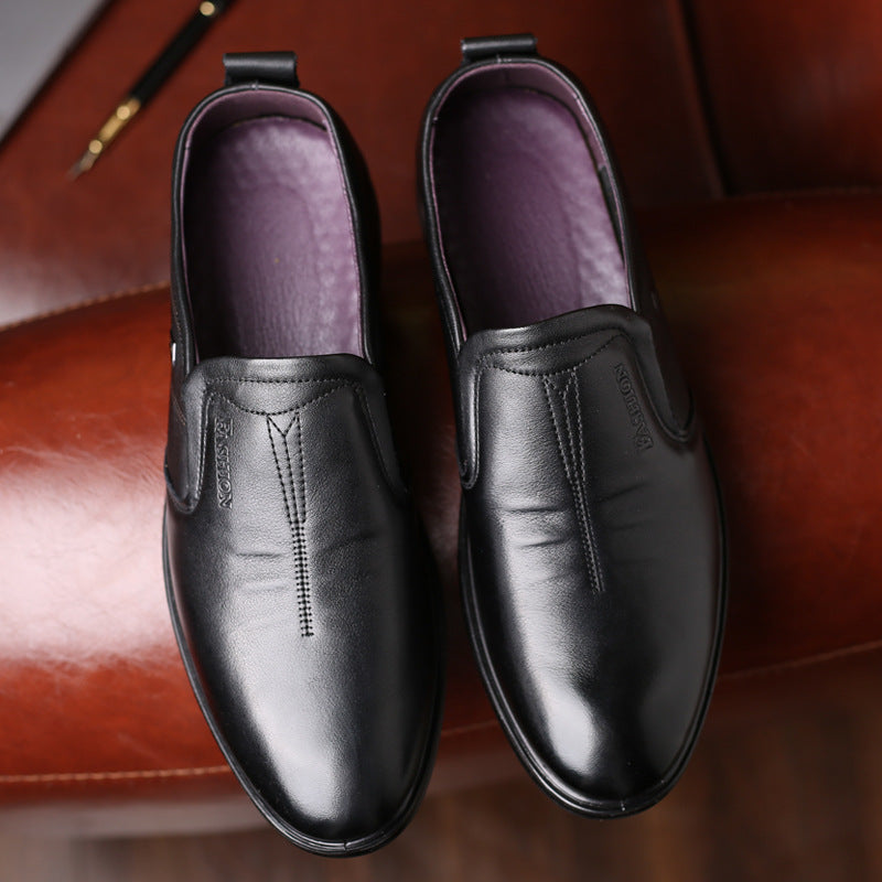 Men's First Layer Cowhide Korean Soft Bottom Business Leather Shoes