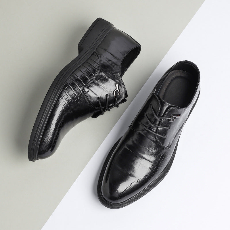 Men's Korean Style Green Formal Business British Leather Shoes