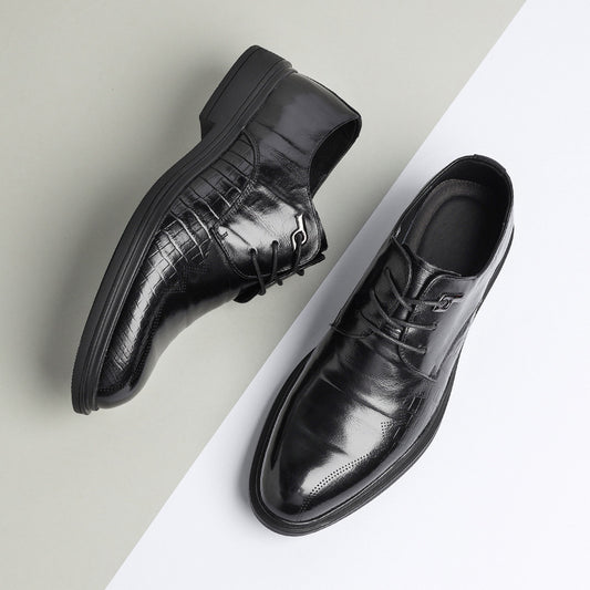 Men's Korean Style Green Formal Business British Leather Shoes