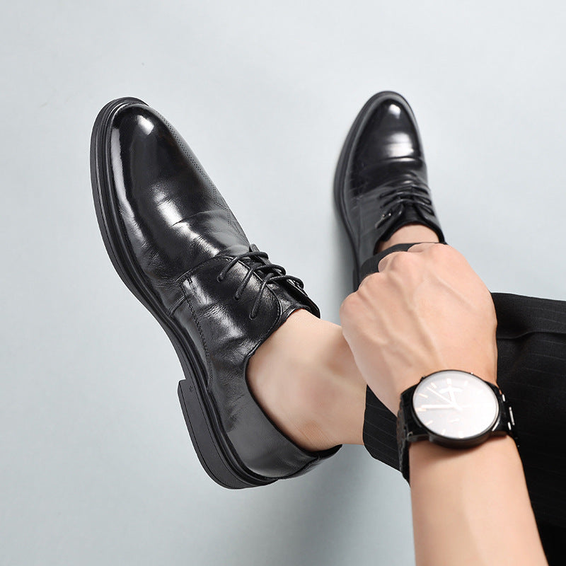 Men's Korean Style Green Formal Business British Leather Shoes