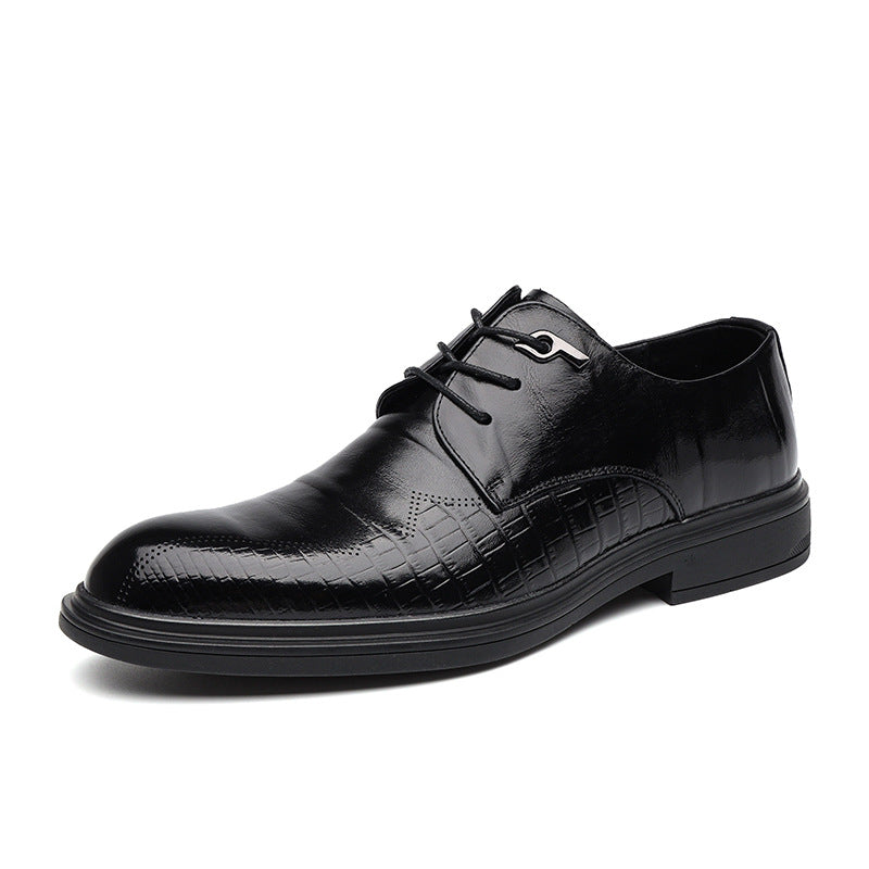 Men's Korean Style Green Formal Business British Leather Shoes