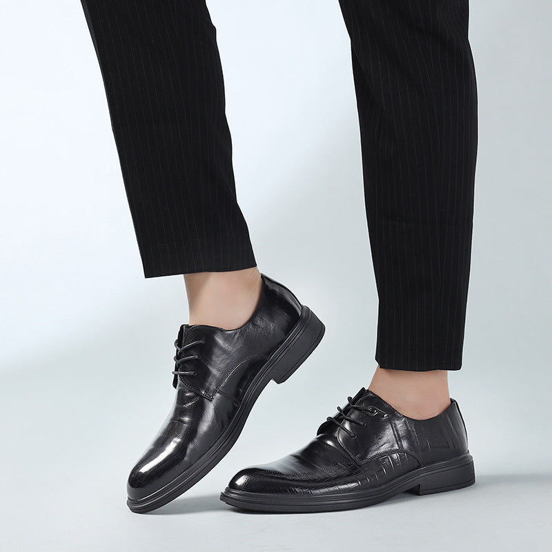 Men's Korean Style Green Formal Business British Leather Shoes