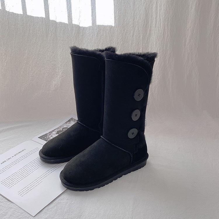 Women's Sheepskin Fur Winter Warm Thickened Wool Snow Boots