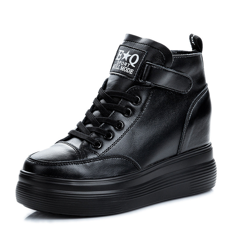 Women's Genuine Elevator Short Martin Platform Veet Casual Shoes