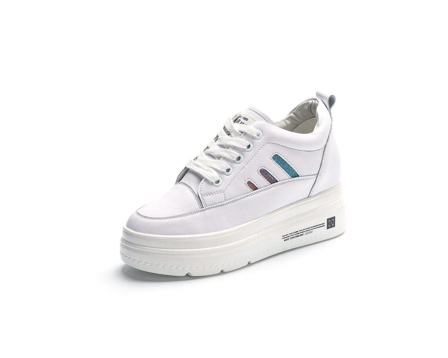 Women's Hidden White Small Size Genuine Platform Sneakers