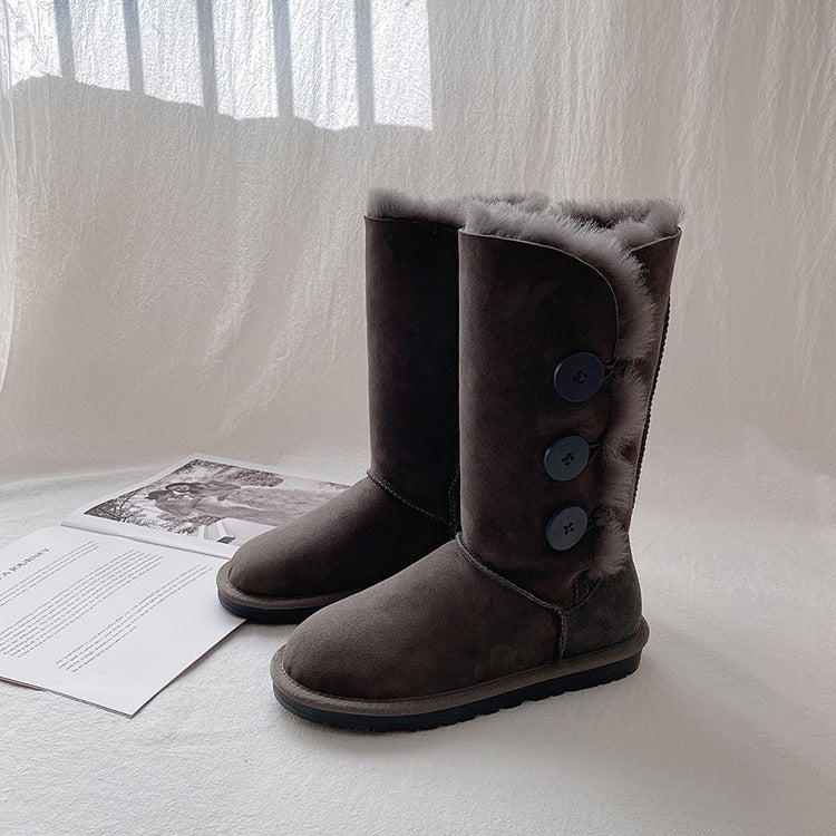 Women's Sheepskin Fur Winter Warm Thickened Wool Snow Boots