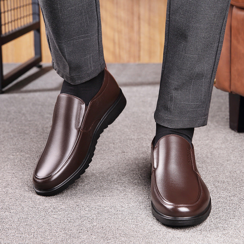 Men's Man's Head Cowhide Business Soft Sole Pumps Casual Shoes