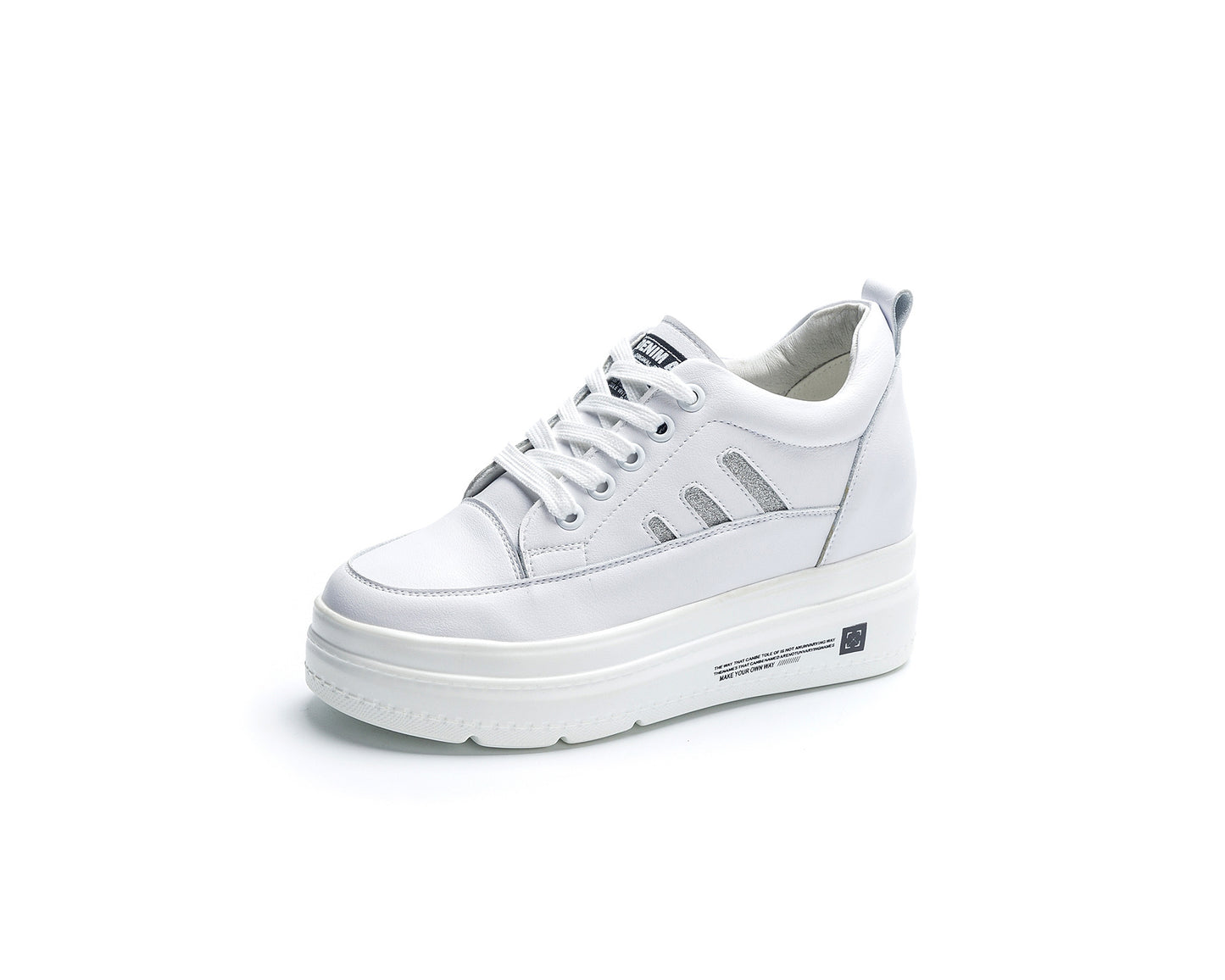 Women's Hidden White Small Size Genuine Platform Sneakers