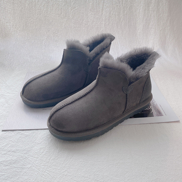 Men's Sheepskin Fur Winter Warm Plus Size Snow Boots