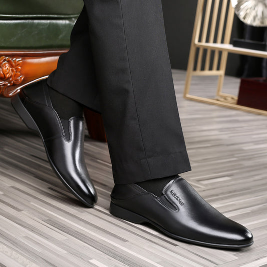 Men's Old Man's Head Business Slip-on Cover Leather Shoes
