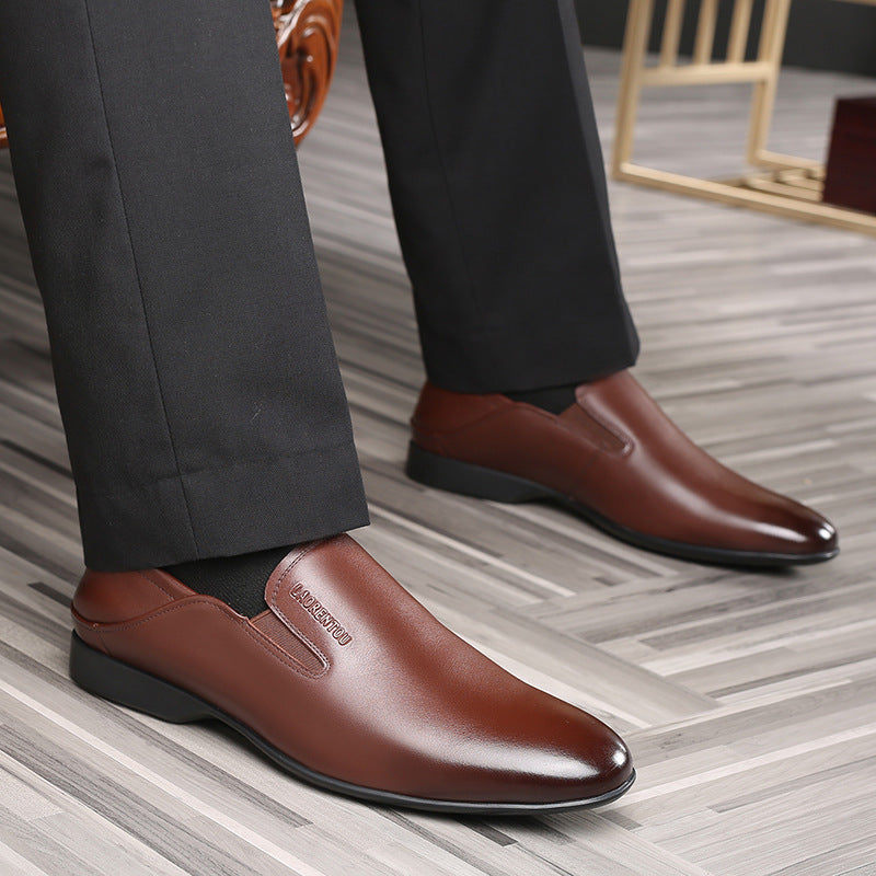 Men's Old Man's Head Business Slip-on Cover Leather Shoes