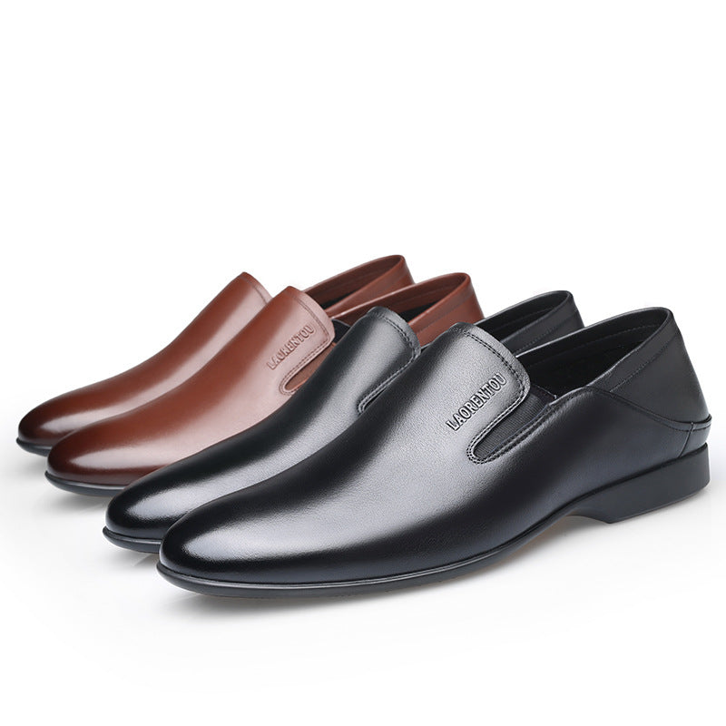 Men's Old Man's Head Business Slip-on Cover Leather Shoes