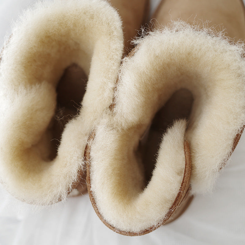 Women's Winter Warm Sheepskin Fur Short Thickening Snow Boots