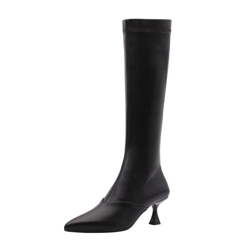Women's Long High-heeled Thigh Side Zipper Below The Boots
