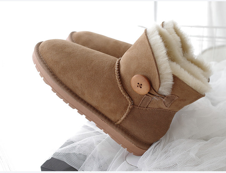 Women's Winter Warm Sheepskin Fur Short Thickening Snow Boots