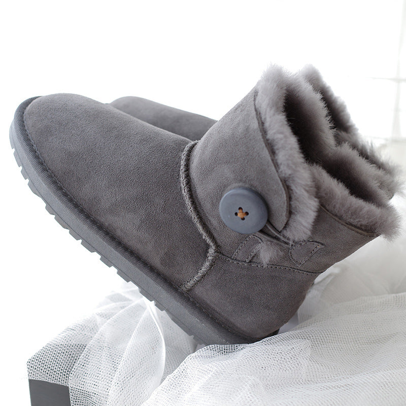 Women's Winter Warm Sheepskin Fur Short Thickening Snow Boots