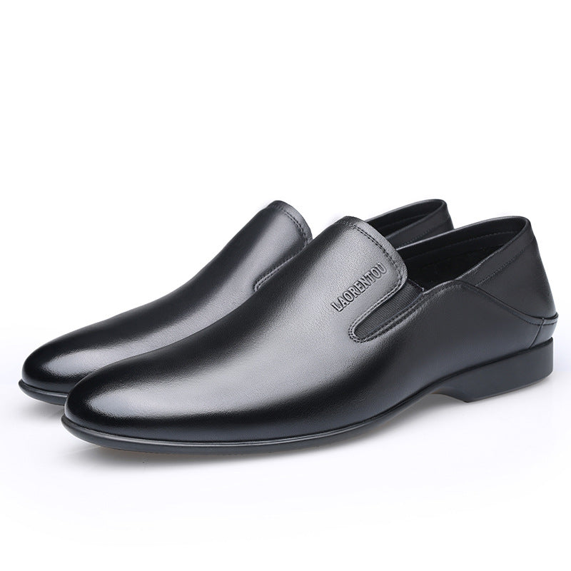 Men's Old Man's Head Business Slip-on Cover Leather Shoes