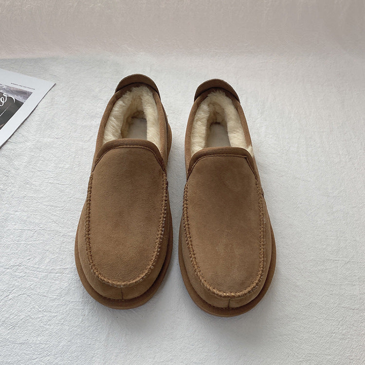 Men's Winter Warm Driving Thick Wool One Snow Boots