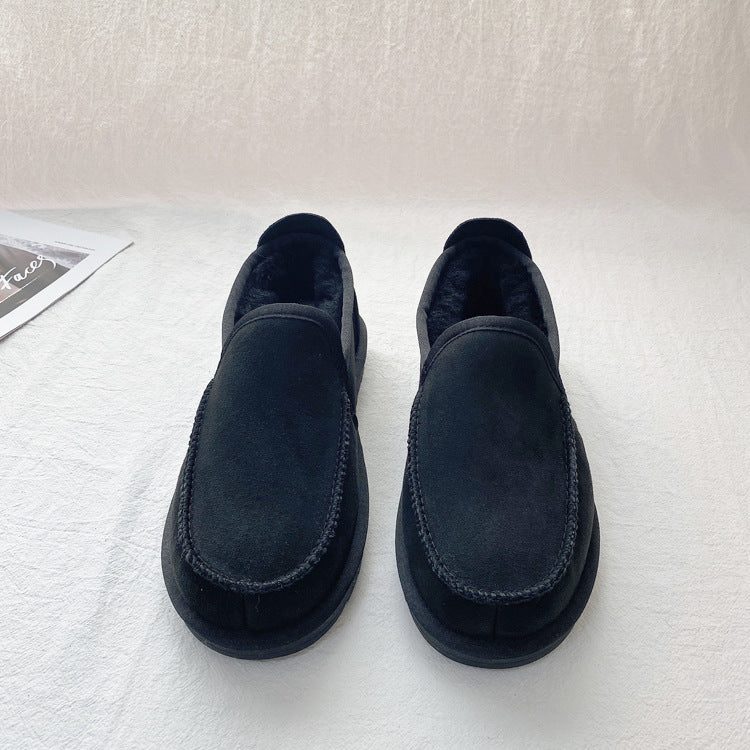 Men's Winter Warm Driving Thick Wool One Snow Boots