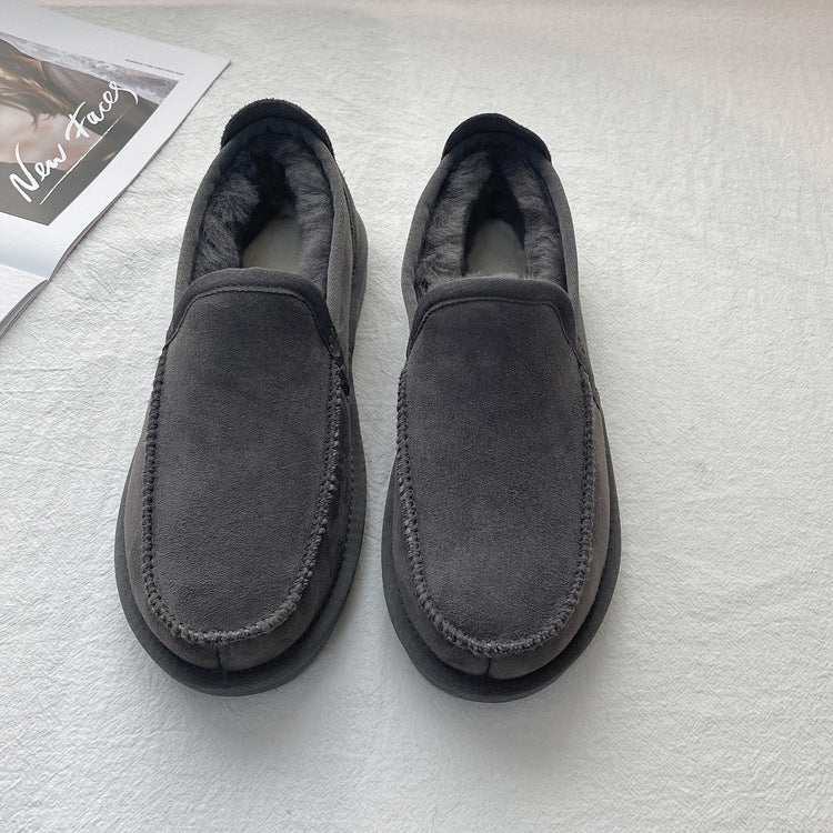 Men's Winter Warm Driving Thick Wool One Snow Boots