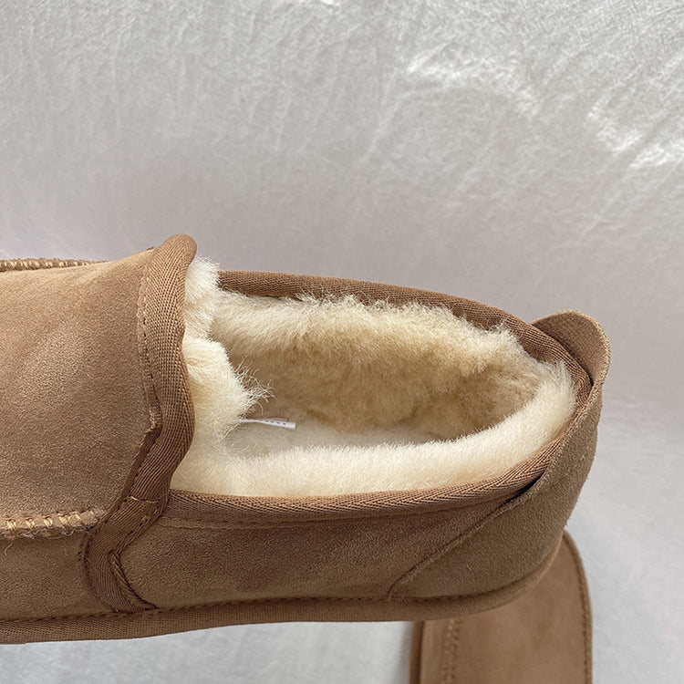 Men's Winter Warm Driving Thick Wool One Snow Boots