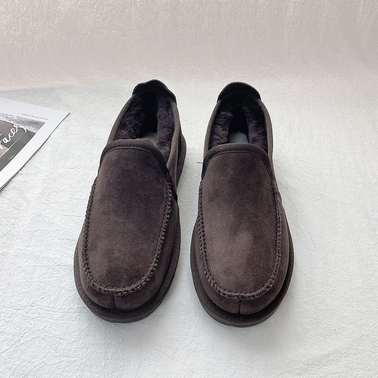 Men's Winter Warm Driving Thick Wool One Snow Boots