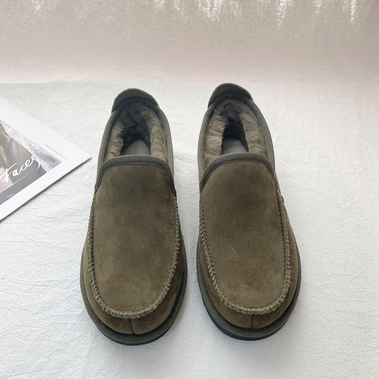 Men's Winter Warm Driving Thick Wool One Snow Boots