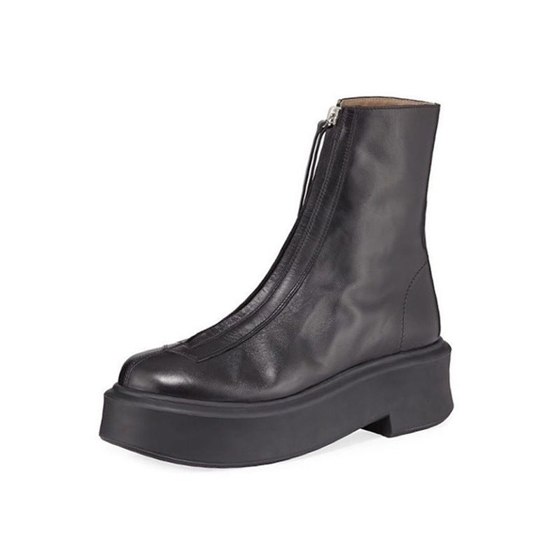 Wen Autumn Front Zipper Platform Martin Female British Style Women's Leather Boots