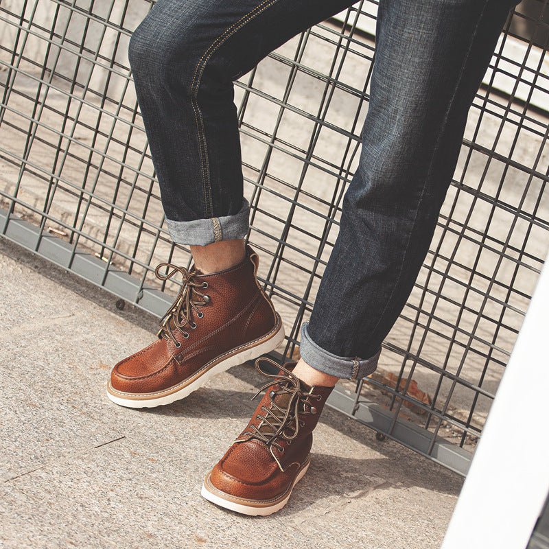 Men's Martin Cowhide Platform Vintage British Outdoor Boots