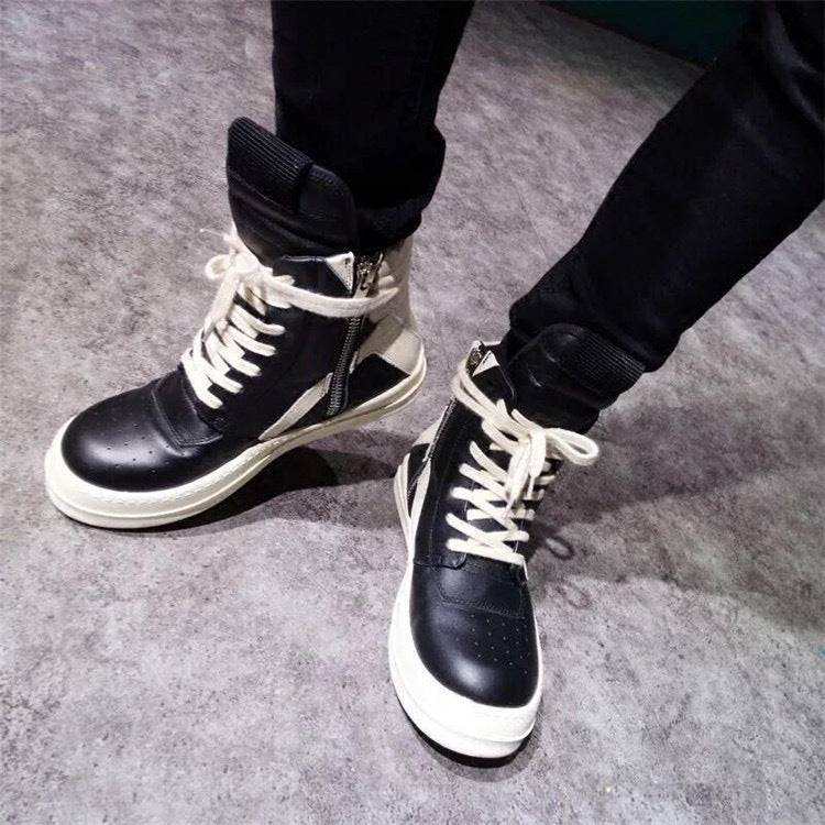 Men's White Large Inverted Triangle Cowhide Plus Men's Shoes