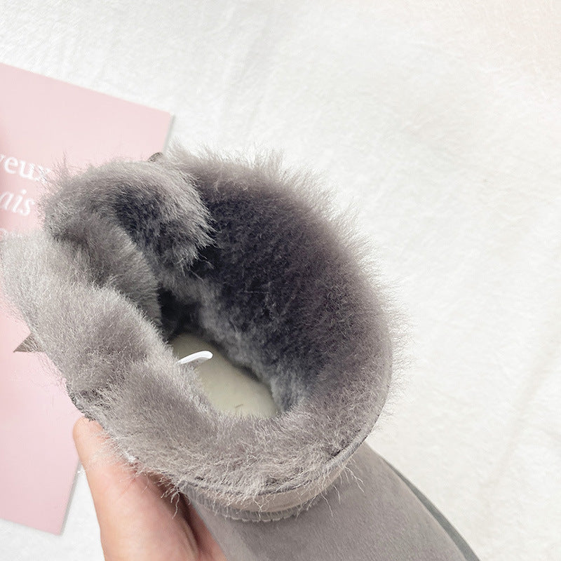 Women's Sheepskin Fur Short Winter Warm Thickened Snow Boots