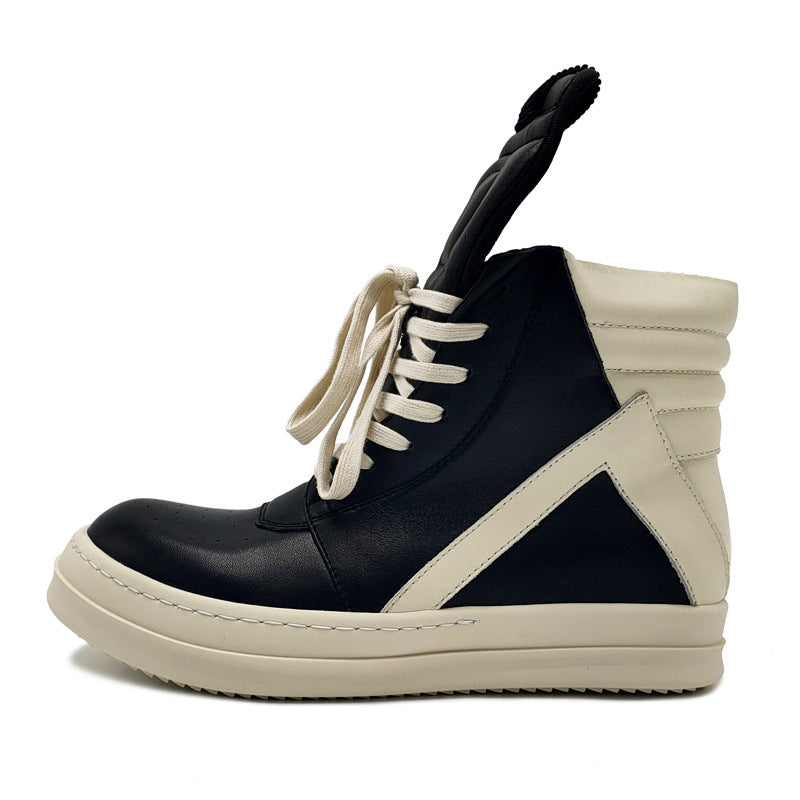Men's White Large Inverted Triangle Cowhide Plus Men's Shoes