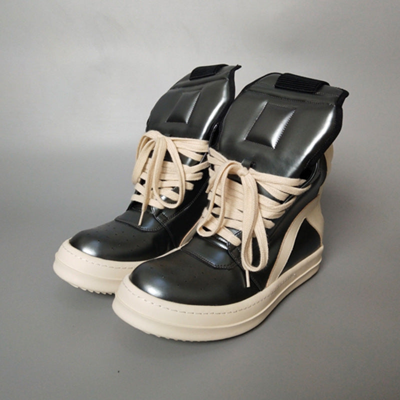 Men's White Large Inverted Triangle Cowhide Plus Men's Shoes