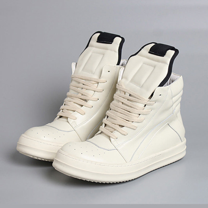 Men's White Large Inverted Triangle Cowhide Plus Men's Shoes