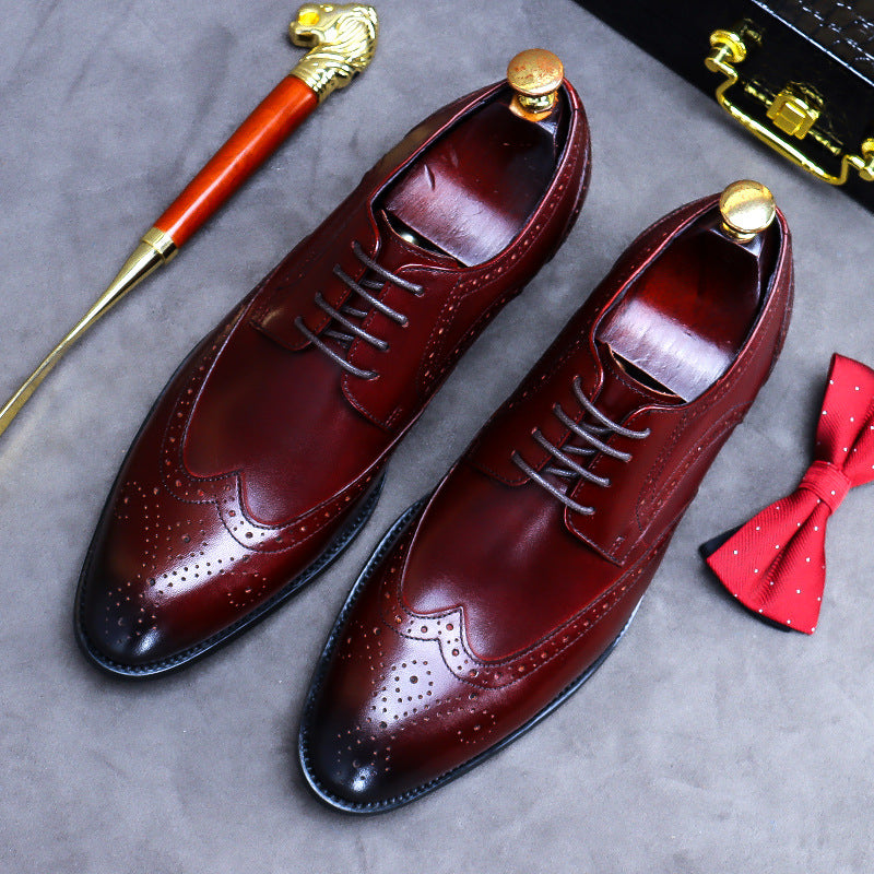 Men's British Brogue Carved Retro Cowhide Business Sneakers